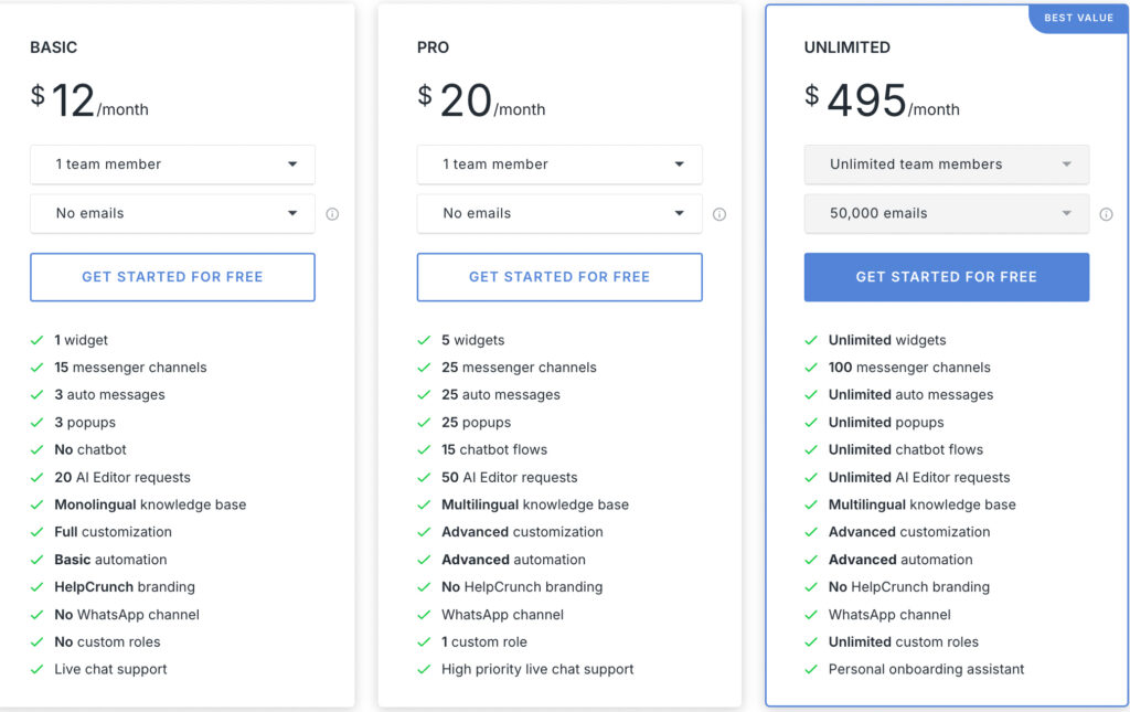 helpcrunch pricing