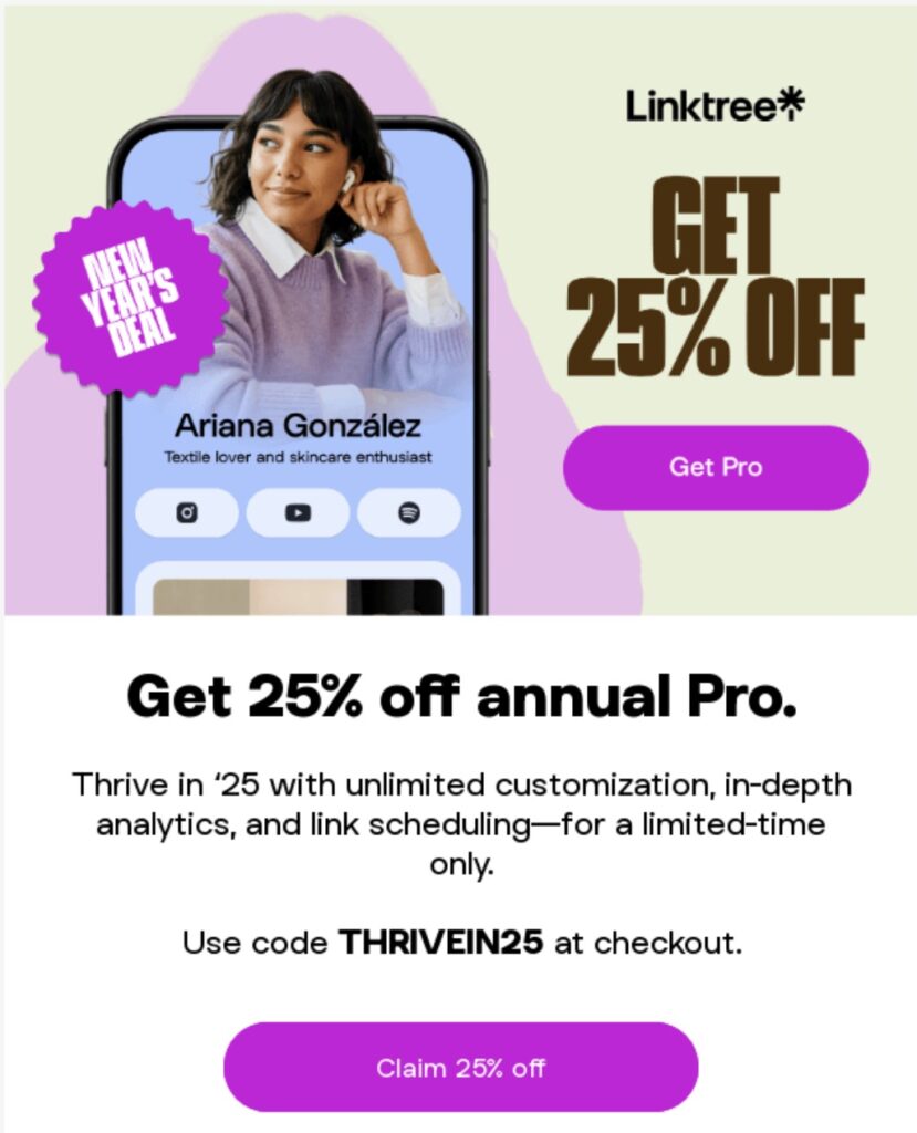 Linktree email example