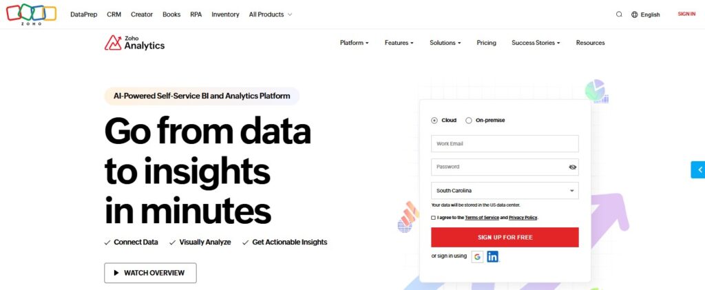 Zoho Campaigns homepage